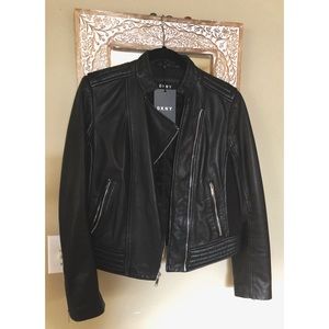 DKNY Genuine Leather Moto Jacket